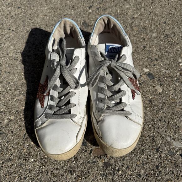 Golden Goose SUPERSTAR White Sky Blue Pink Glitter Limited Edition Sneakers 40 - Picture 3 of 7